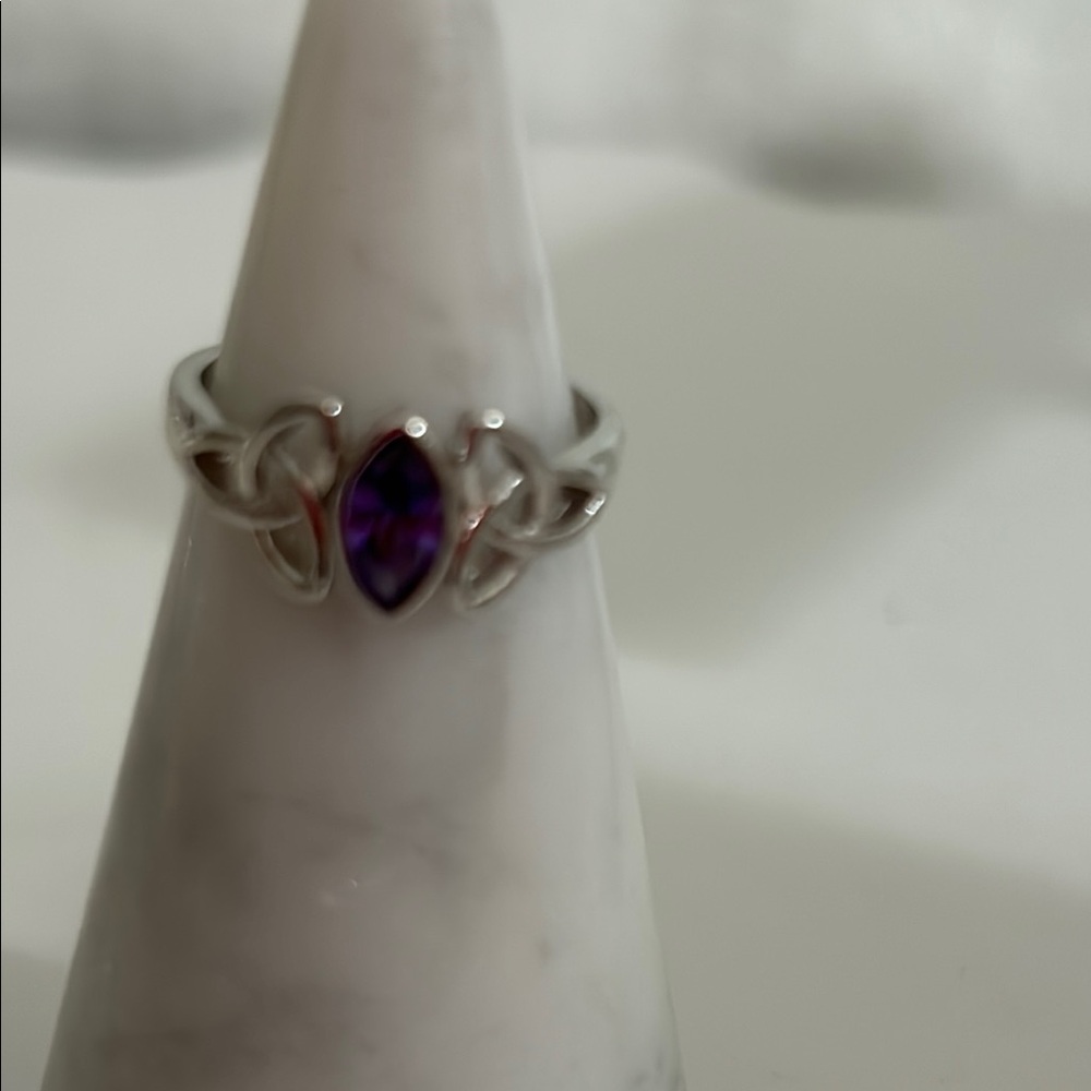 Elegant Silver Ring with Purple Gemstone